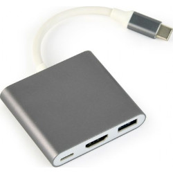 GEMBIRD GEMBIRD MULTI ADAPTER USB TYP-C (M) -> USB TYP-C; USB 3.0; HDMI SZARY'