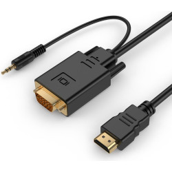 Adapter GEMBIRD A-HDMI-VGA-03-10 (HDMI M - D-Sub (VGA)  Jack stereo 3 5 mm M; 3m; kolor czarny)'