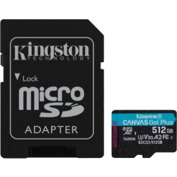 Kingston microSDXC Canvas Go! Plus 512GB 170R A2 U3 V30 Card + adapter'