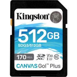 Kingston SDXC Canvas Go Plus 512GB 170R C10 UHS-I U3 V30'