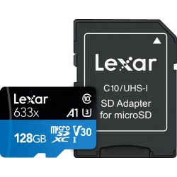 Lexar 128GB microSDXC High-Performance 633x UHS-I C10 A1 V30 U3'