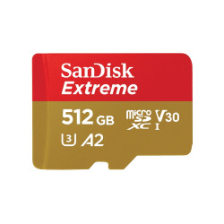 SanDisk microSDXC Extreme 512GB 190/130 MB/s A2 C10 V30 UHS-I U3'