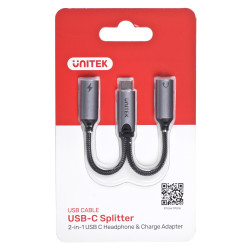 UNITEK ADAPTER USB-C - 2X USB-C  18W  AUDIO  M206A'